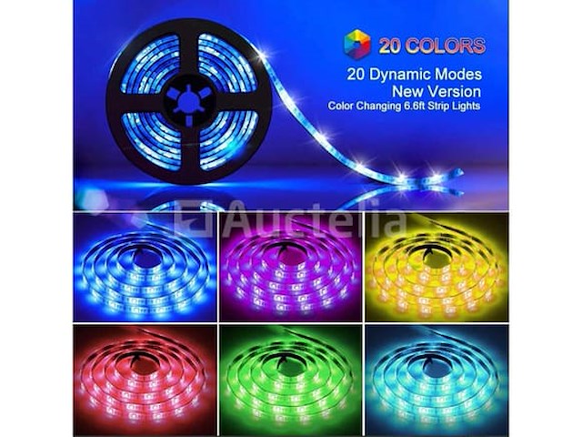 4 x rgb led-strips – 5 m – complete kit met afstandsbediening en adapter - afbeelding 4 van  5