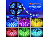 4 x rgb led-strips – 5 m – complete kit met afstandsbediening en adapter - afbeelding 4 van  5
