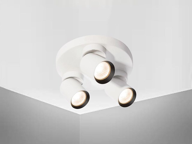 4 x rond gu10 opbouwspot armatuur triple cilinder zand wit en zwart draaibaar - afbeelding 6 van  8