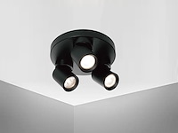 4 x rond gu10 opbouwspot armatuur triple cilinder zand zwart draaibaar - afbeelding 6 van  8