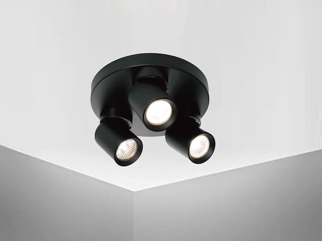 4 x rond gu10 opbouwspot armatuur triple cilinder zand zwart draaibaar - afbeelding 6 van  8