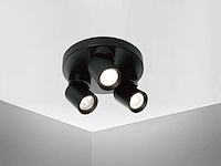 4 x rond gu10 opbouwspot armatuur triple cilinder zand zwart draaibaar - afbeelding 6 van  8