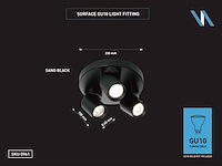 4 x rond gu10 opbouwspot armatuur triple cilinder zand zwart draaibaar - afbeelding 7 van  8