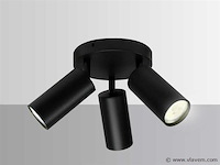4 x ronde opbouwspot – 3 x gu10 – draaibare spots – zwart - afbeelding 5 van  6