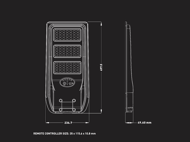 4 x solar 3000k 1500lm led straatverlichting met remote - afbeelding 5 van  7
