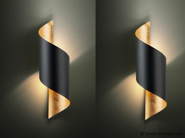 4 x swirl design wandlampen goud zwart - afbeelding 1 van  8