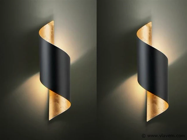4 x swirl design wandlampen goud zwart - afbeelding 1 van  8