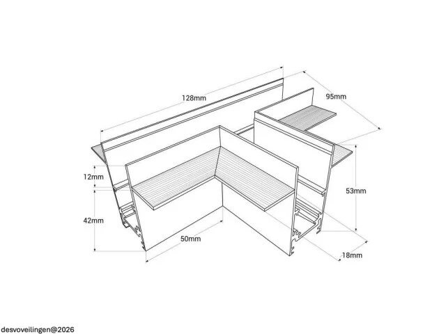 4 x t-connector voor inbouw magnetische rail – 48v – horizontaal - afbeelding 4 van  5
