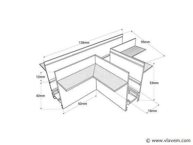 4 x t-connector voor inbouw magnetische rail – 48v – horizontaal - afbeelding 3 van  4