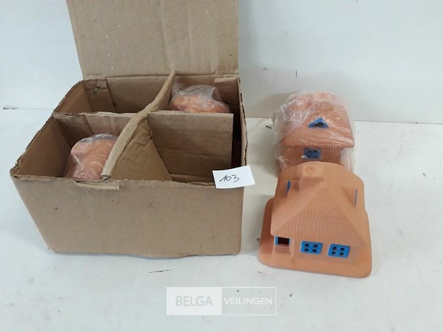 4 x t-licht huisje aardewerk - afbeelding 1 van  3