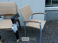 4 x tuinstoel aluminium gevlochte rotan met teak leuning - afbeelding 3 van  3