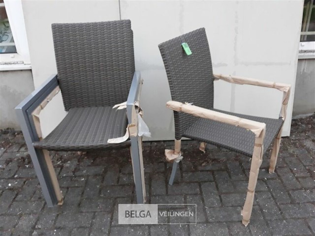 4 x tuinstoel aluminium gevlochte rotan - afbeelding 3 van  3
