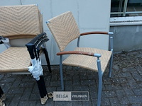 4 x tuinstoel aluminium gevlochten rotan met teak leuning - afbeelding 3 van  3