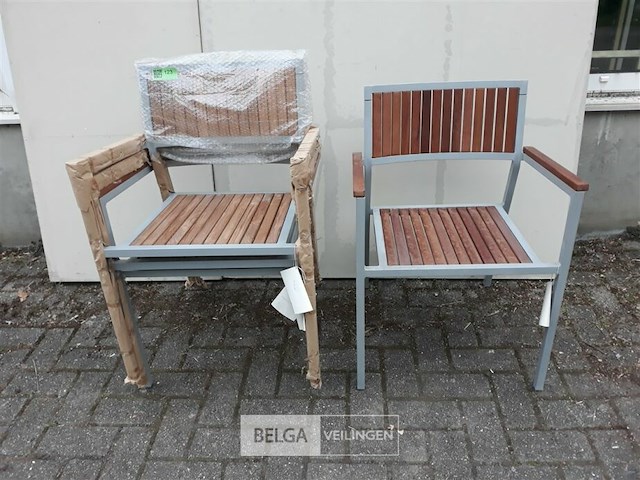 4 x tuinstoel aluminium/teak - afbeelding 1 van  3