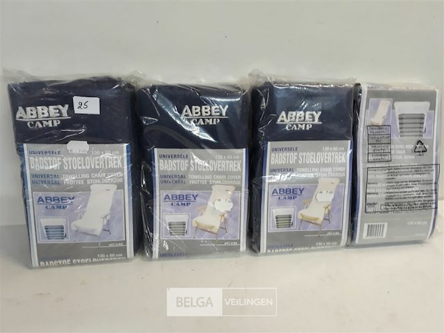 4 x tuinstoelovertrek uit badstof blauw 130x60 cm - afbeelding 1 van  3