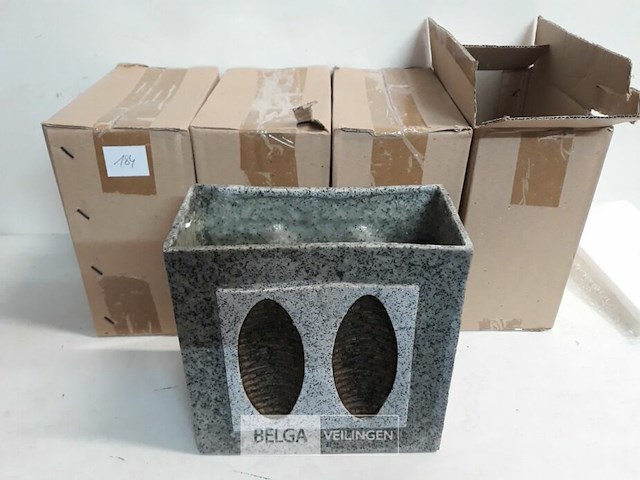 4 x vaas polyester grijs 20x20x10 cm - afbeelding 2 van  3