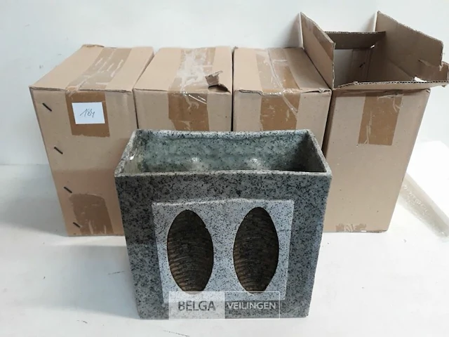 4 x vaas polyester grijs 20x20x10 cm - afbeelding 2 van  3