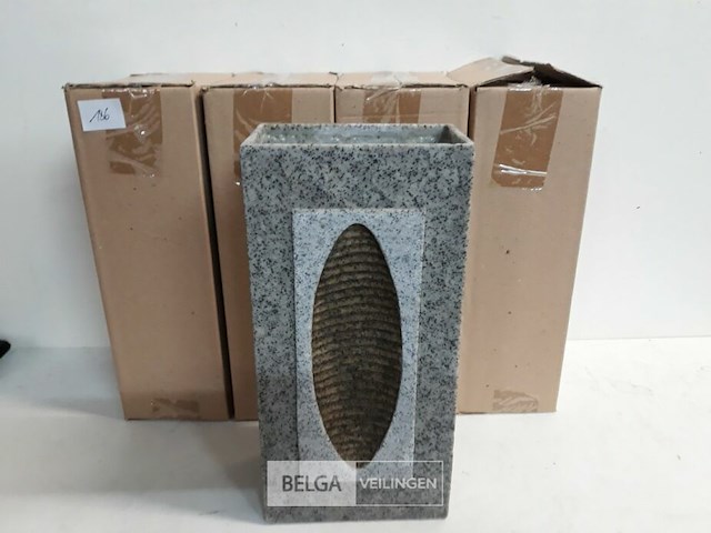 4 x vaas polyester grijs 30x15x10 cm - afbeelding 1 van  3