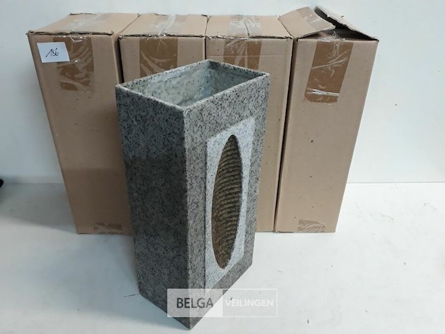 4 x vaas polyester grijs 30x15x10 cm - afbeelding 3 van  3