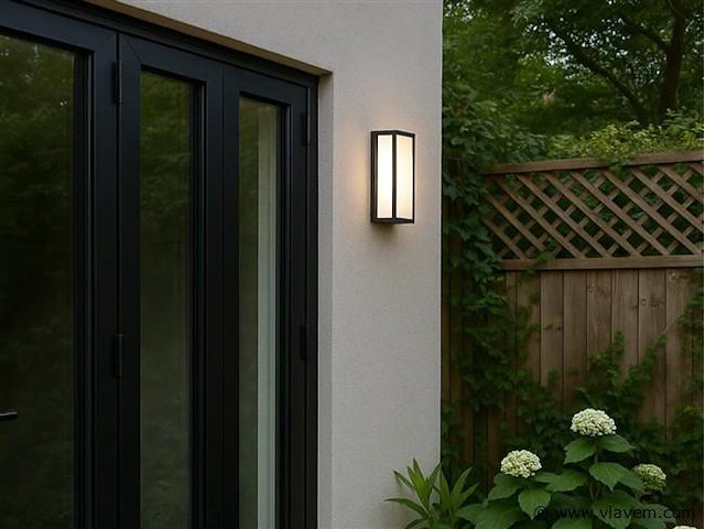 4 x vast opaal buiten wandlamp zwart - afbeelding 2 van  8