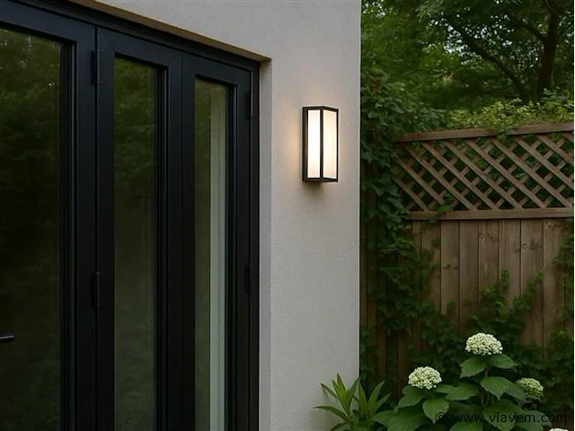 4 x vast opaal buiten wandlamp zwart - afbeelding 2 van  8