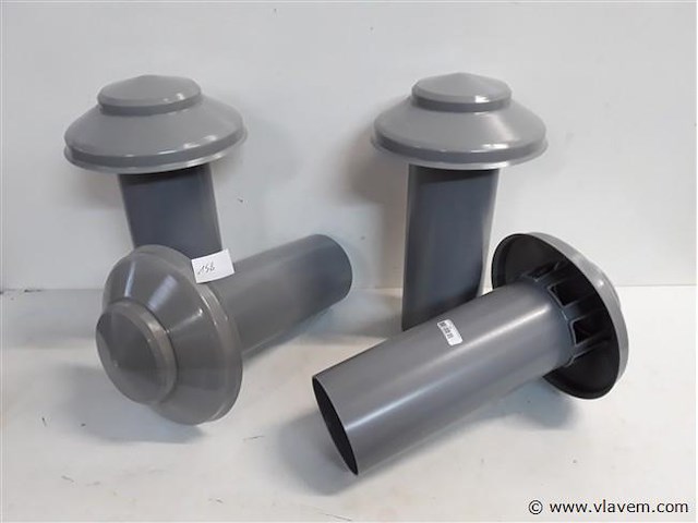 4 x verluchtingsbuis pvc met kap 100mm - afbeelding 1 van  2