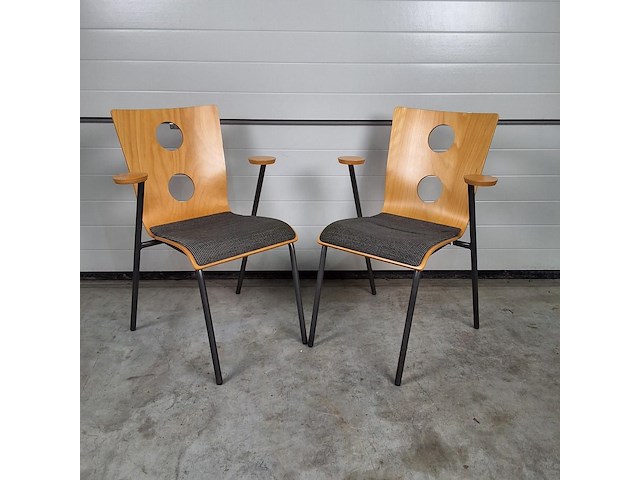 4 x vintage stoel drisag occhio van roel vandebeek voor drisag met armleuning - afbeelding 1 van  6