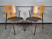 4 x vintage stoel drisag occhio van roel vandebeek voor drisag met armleuning - afbeelding 1 van  6