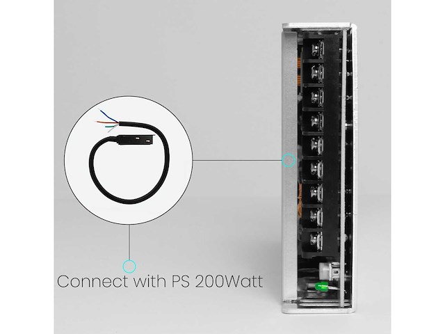 4 x voedingsconnector met kabel voor magnetische rail – 48v – zwart - afbeelding 2 van  3