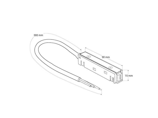4 x voedingsconnector met kabel voor magnetische rail – 48v – zwart - afbeelding 3 van  3