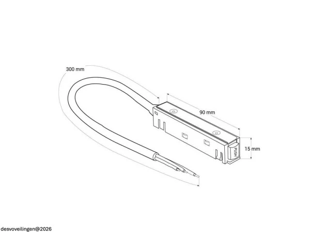 4 x voedingsconnector met kabel voor magnetische rail – 48v – zwart - afbeelding 4 van  4