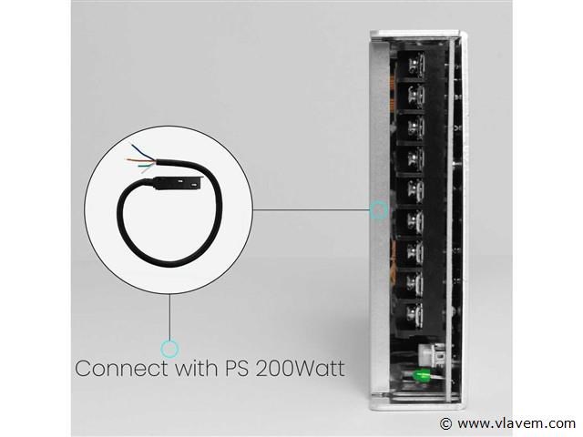 4 x voedingsconnector met kabel voor magnetische rail – 48v – zwart - afbeelding 2 van  3