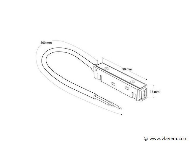 4 x voedingsconnector met kabel voor magnetische rail – 48v – zwart - afbeelding 3 van  3