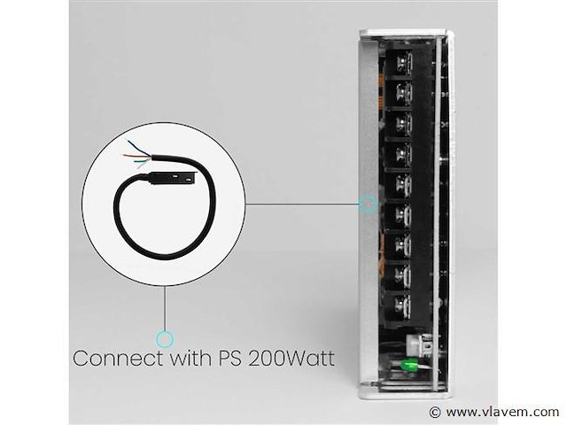 4 x voedingsconnector met kabel voor magnetische rail – 48v – zwart - afbeelding 2 van  3