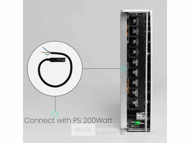 4 x voedingsconnector met kabel voor magnetische rail – 48v – zwart - afbeelding 3 van  4