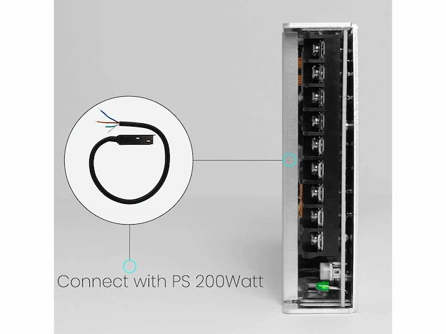 4 x voedingsconnector met kabel voor magnetische rail – 48v – zwart - afbeelding 2 van  3