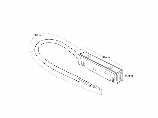 4 x voedingsconnector met kabel voor magnetische rail – 48v – zwart - afbeelding 3 van  3