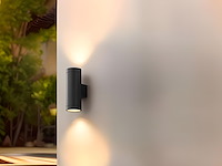 4 x wandlamp cilinder gu10 duo fitting zand zwart waterdicht - afbeelding 1 van  4