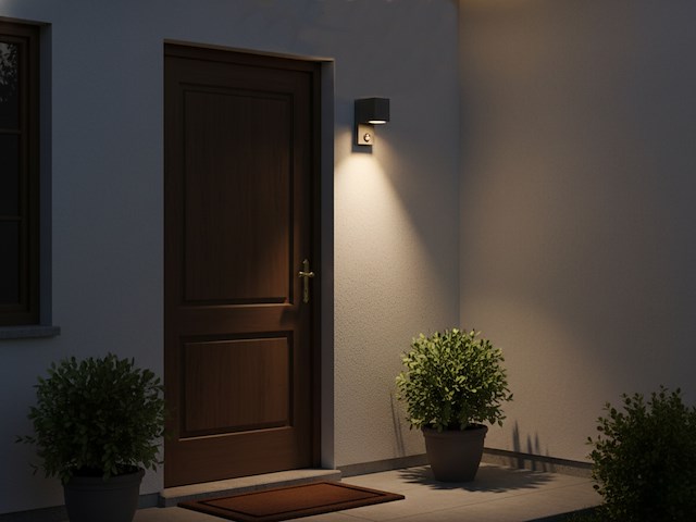 4 x wandlamp modern rechthoekig gu10 fitting zand zwart waterdicht met sensor - afbeelding 3 van  8