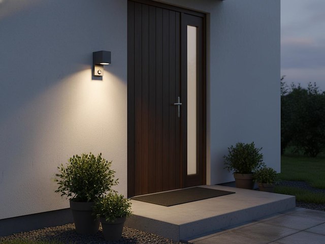 4 x wandlamp modern rechthoekig gu10 fitting zand zwart waterdicht met sensor - afbeelding 2 van  8