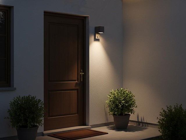 4 x wandlamp modern rechthoekig gu10 fitting zand zwart waterdicht met sensor - afbeelding 1 van  8