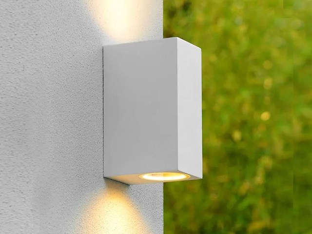 4 x wandlamp rechthoekig gu10 duo fitting wit waterdicht - afbeelding 1 van  9