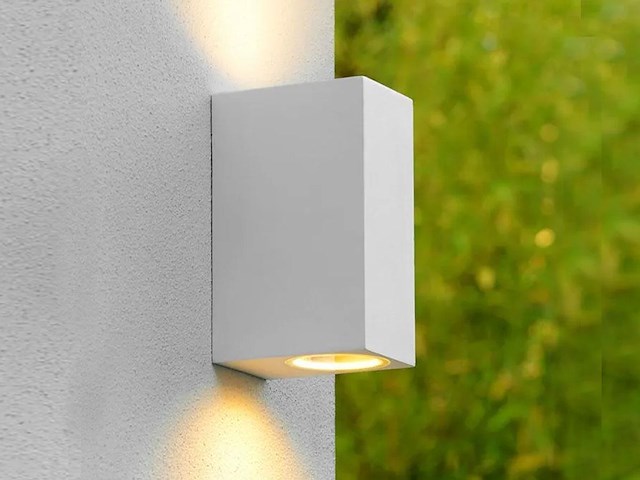 4 x wandlamp rechthoekig gu10 duo fitting wit waterdicht - afbeelding 1 van  9