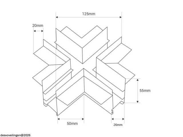 4 x x-connector voor inbouw magnetische rail – 48v – horizontaal - afbeelding 5 van  5
