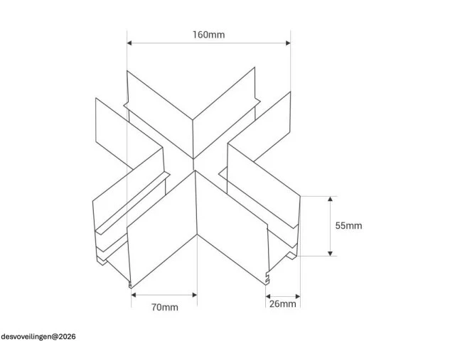 4 x x-connector voor opbouw magnetische rail – 48v – horizontaal - afbeelding 5 van  5