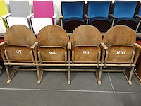 4-zit houten antieke theaterstoel - afbeelding 2 van  6