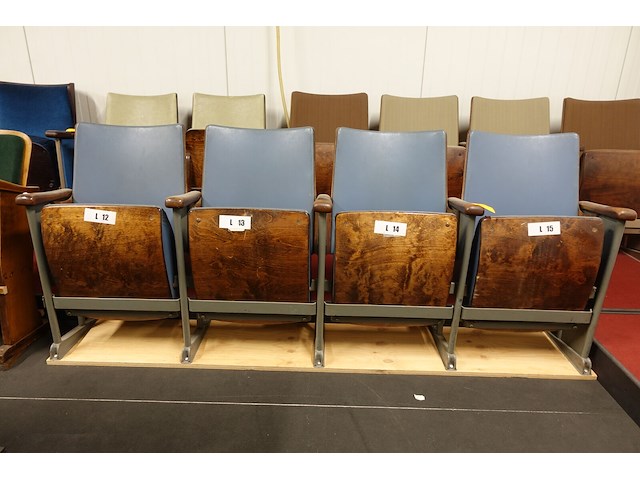 4-zit vintage theaterstoel - afbeelding 1 van  6