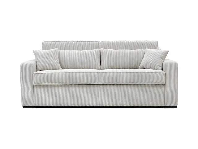 4-zits cabrio bank in beige ribfluwelvleugel - bed met brede latten 160 cm - matras 18 cm - afbeelding 3 van  7