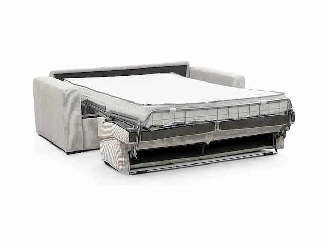 4-zits cabrio bank in beige ribfluwelvleugel - bed met brede latten 160 cm - matras 18 cm - afbeelding 5 van  7