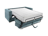 4-zits cabrioletbank express in turquoise blauwe ribfluwelen - bed met brede latten 160 cm - matras 22 cm - afbeelding 1 van  8
